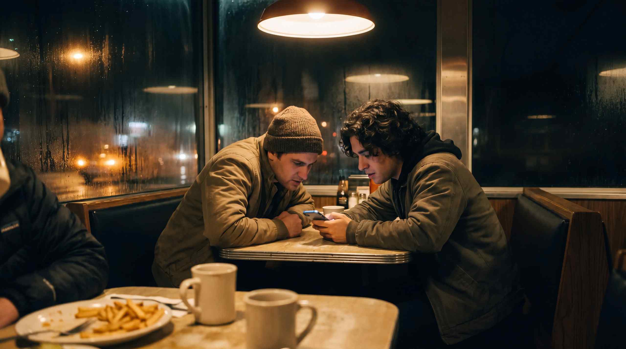 Two men on on smartphones.